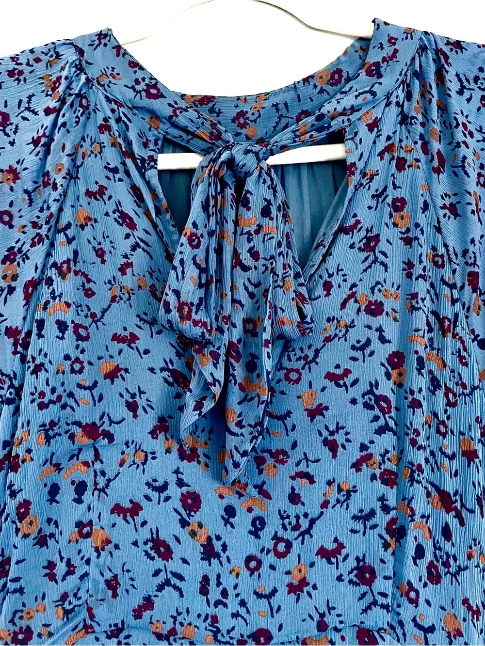 Cleobella Cecilia Floral Chiffon Tiered Midi Ankle Dress in Blue Floral M EUC